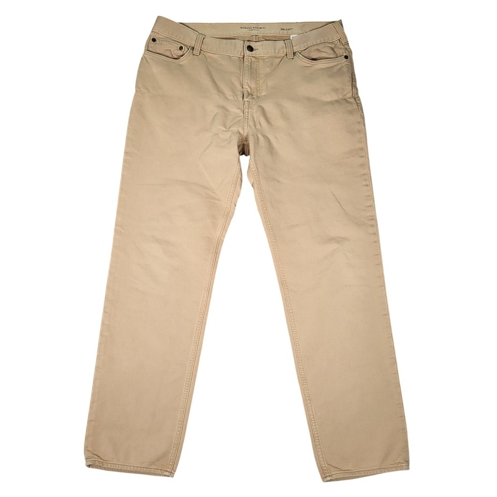 Banana Republic Pants Mens 38x34 (Fits 38x32) Traveler Slim Fit Beige Stretch